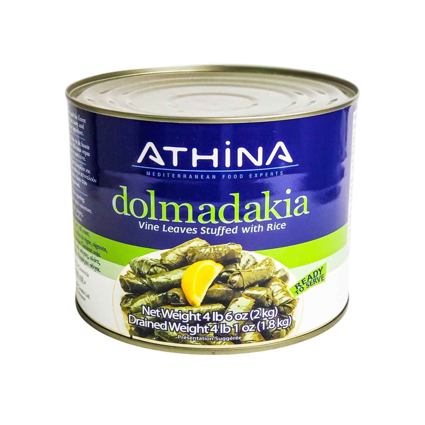 Athina Mediterranean Food Experts Dolmadakia Vine Leaves Stuffed With Rice 2kg