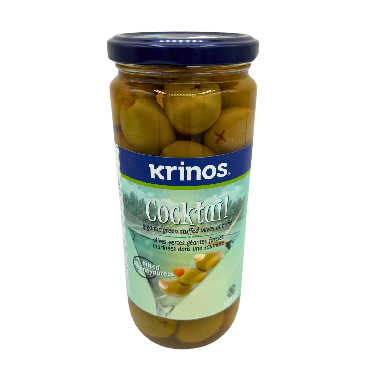 Krinos Cocktail Gigantic Green Stuffed Olives In Brine 500ml
