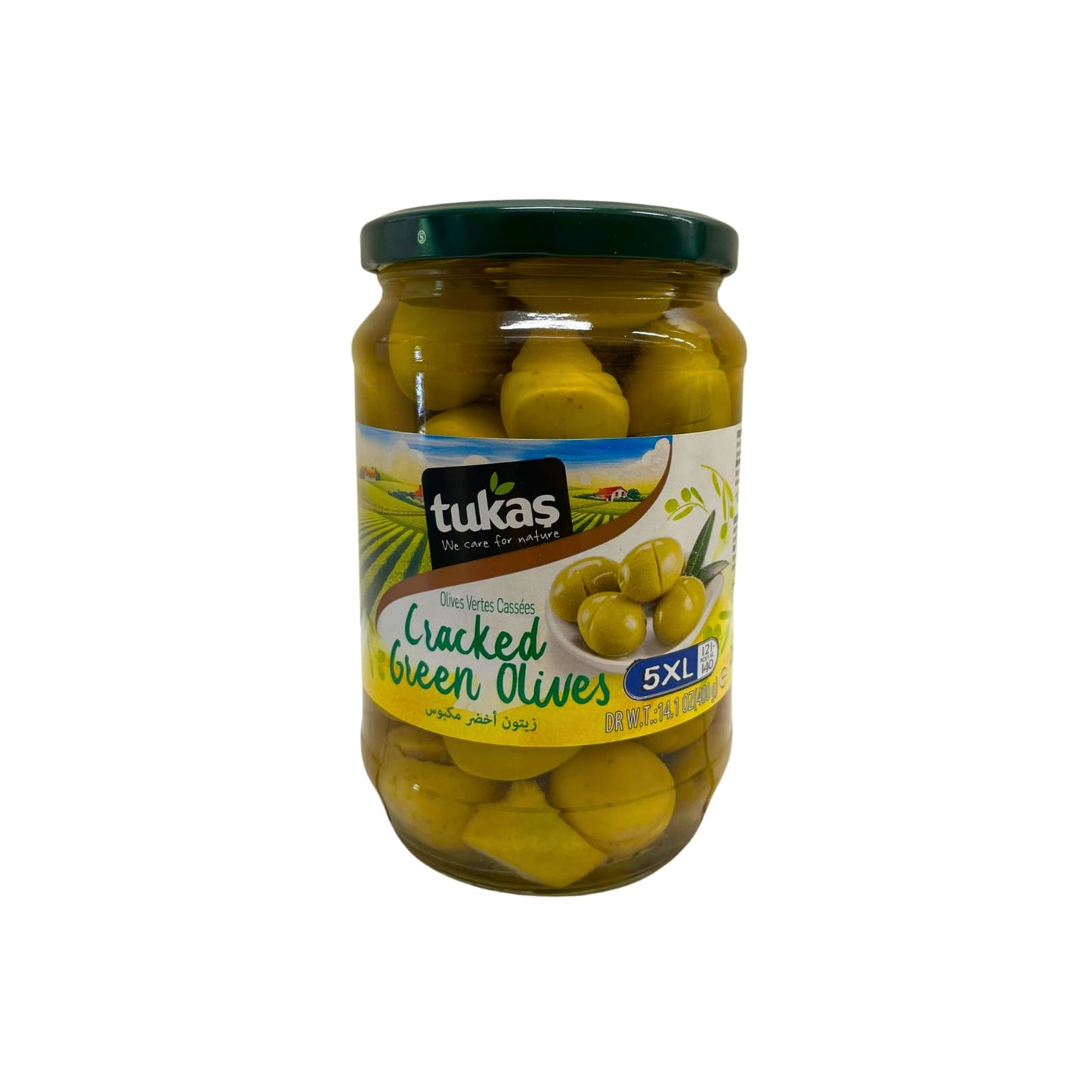 Tukas Cracked Green Olives 400 Gm ( 5XL )
