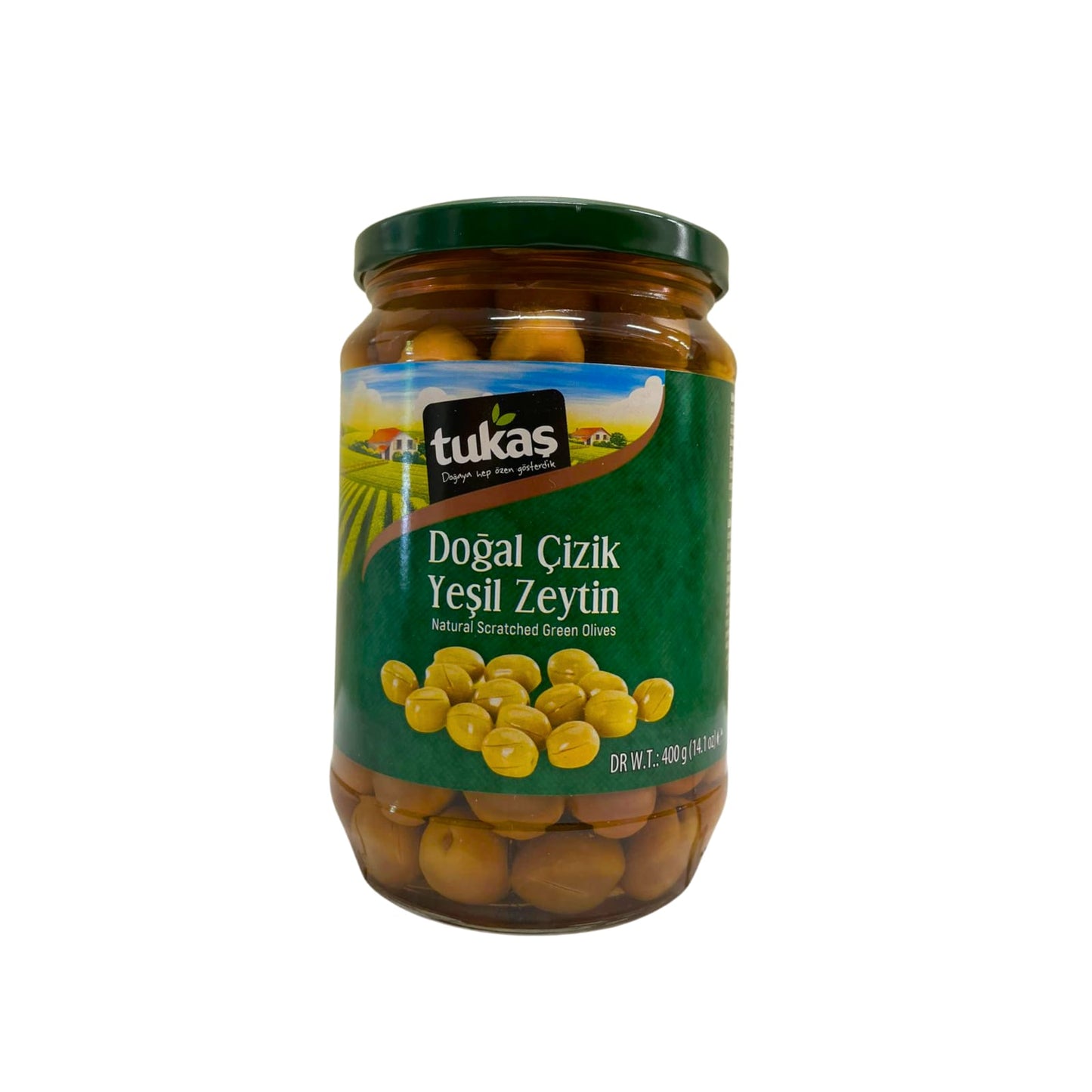 Tukas Scratched Green Olives 400 Gm